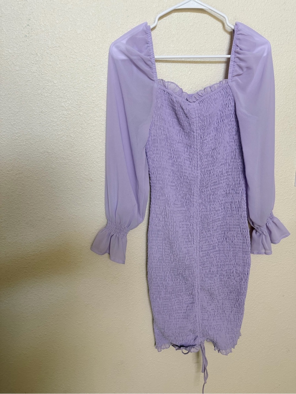Lavender Smocked Puff-Sleeve Mini Dress - Women